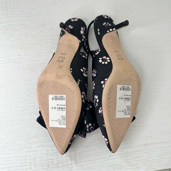 NEW Tory Burch Rosalind Satin Slingback Pump Black Shoes Party Holiday Size 9.5 - Picture 9 of 9
